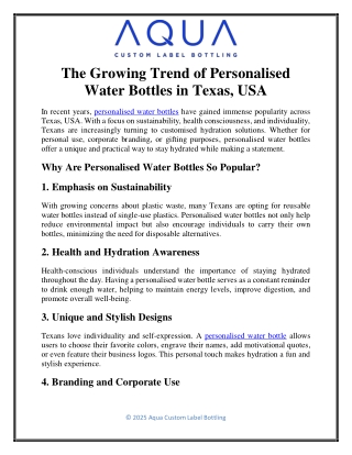 The Growing Trend of Personalised Water Bottles in Texas, USA