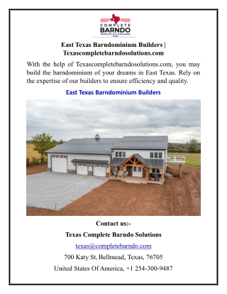 East Texas Barndominium Builders  Texascompletebarndosolutions