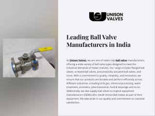 Unison Valves: Leading Manufacturer of High-Performance Ball Valves