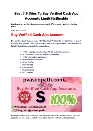 Best 7.9 Sites To Buy Verified Cash App Accounts Limit(Btc)Enable