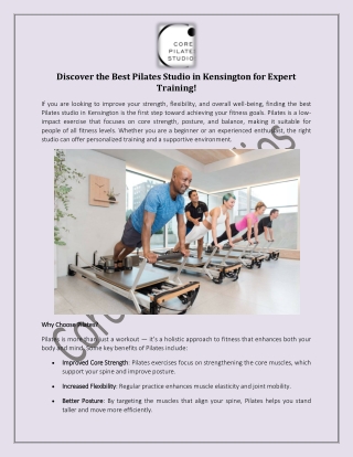 Discover the Best Pilates Studio in Kensington for Expert Training