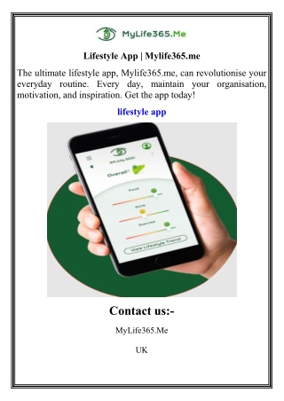 Lifestyle App Mylife365.me