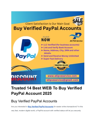 Trusted 14 Best WEB To Buy Verified PayPal Account 2025