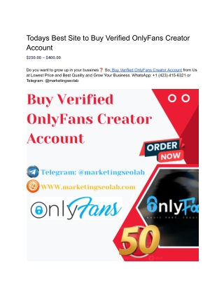 Todays Best Site to Buy Verified OnlyFans Creator Account