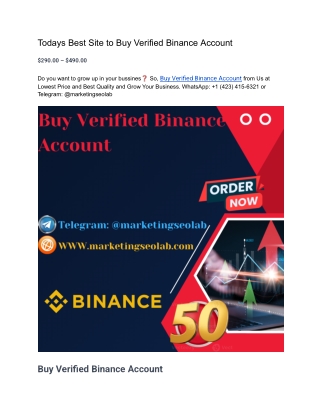Todays Best Site to Buy Verified Binance Account
