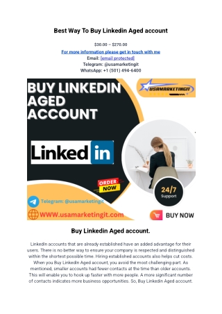 Best Way To Buy Linkedin Aged account