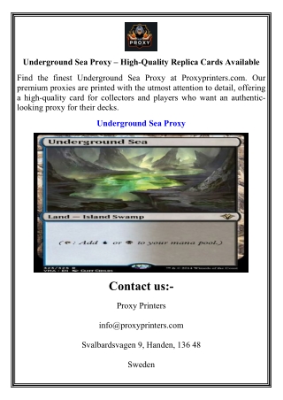 Underground Sea Proxy – High-Quality Replica Cards Available