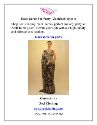Black Saree For Party  Zeelclothing
