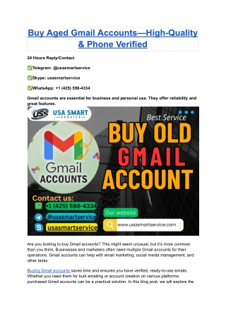 Buy Aged Gmail Accounts – High-Quality & Phone Verified
