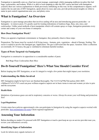 “Do-It-Yourself Fumigation? Here’s What You Should Consider First!”