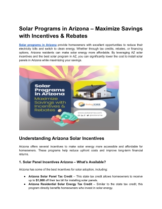 Solar Programs in Arizona