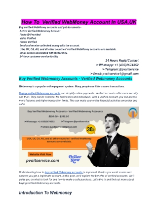 How To  Verified WebMoney Account In USA,UK