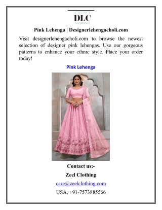 Pink Lehenga  Designerlehengacholi