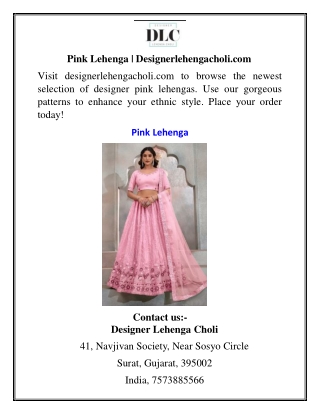 Pink Lehenga  Designerlehengacholi