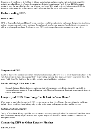 Longevity of EIFS: How Long Can It Last on Your Home?