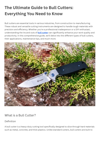 The Ultimate Guide to Bull Cutters Everything You Need to Know