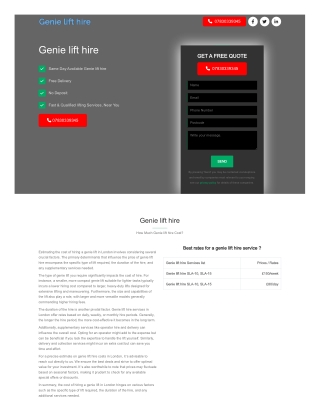 Available now for help with all your genie lift hire needs