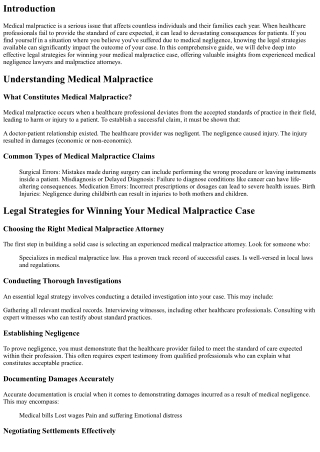 “Legal Strategies for Winning Your Medical Malpractice Case”