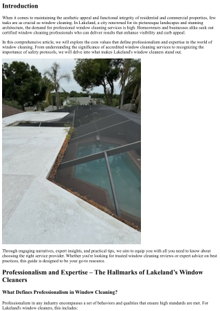 Professionalism and Expertise – The Hallmarks of Lakeland’s window cleaners