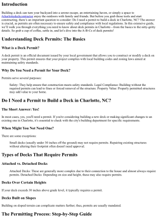 The A-B-Cs of Deck Permits in Charlotte, North Carolina