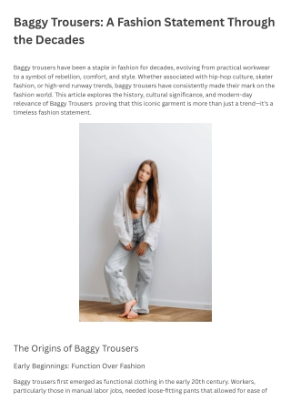 Baggy Trousers A Fashion Statement Through the Decades