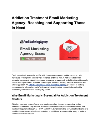 Addiction Treatment Email Marketing Agency_ Reaching and Supporting Those in Need