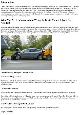 What You Need to Know About Wrongful Death Claims After a Car Accident