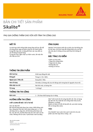 SIKALITE - Waterproofing additive for mortar