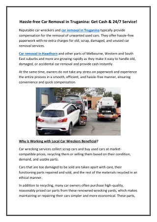 Hassle-free Car Removal in Truganina Get Cash  24 7 Service!