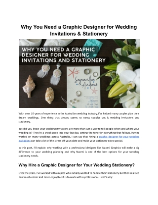 Why You Need a Graphic Designer for Wedding Invitations and Stationery