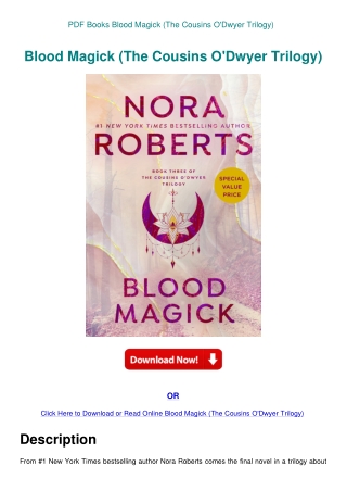 PDF Books Blood Magick (The Cousins O'Dwyer Trilogy)