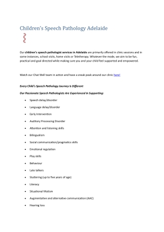 Children’s Speech Pathology Adelaide