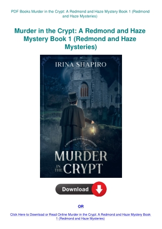 PDF Books Murder in the Crypt A Redmond and Haze Mystery Book 1 (Redmond and Haze Mysteries)