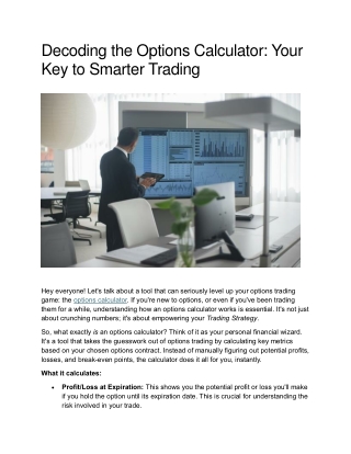 Decoding the Options Calculator