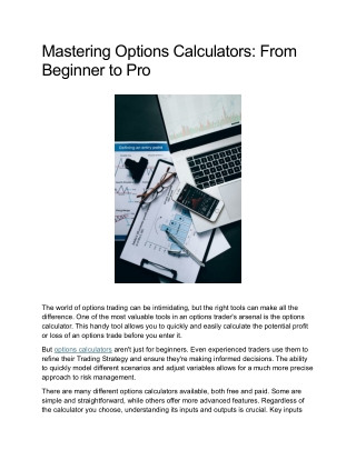Mastering Options Calculators