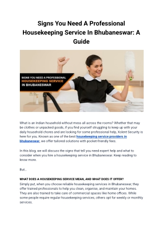 Signs You Need A Professional Housekeeping Service In Bhubaneswar_ A Guide