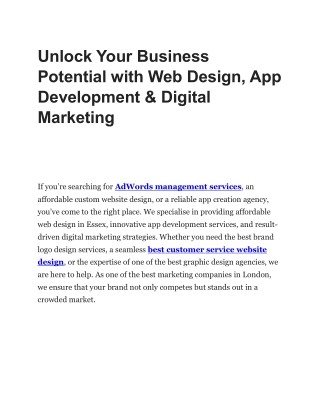 Unlock Your Business Potential with Web Design