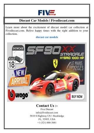 Diecast Car Models | Fivediecast.com