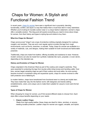 Chaps for Women_ A Stylish and Functional Fashion Trend