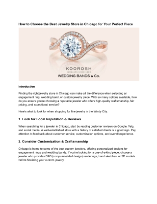 How to Choose the Best Jewelry Store in Chicago for Your Perfect Piece