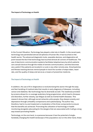 The Impact of Technology on Health