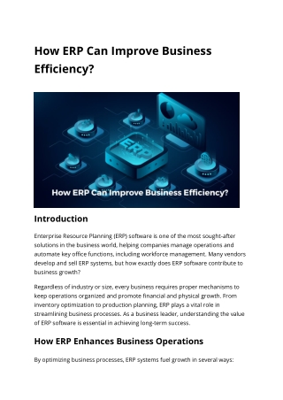 How ERP Can Improve a Business Efficiency