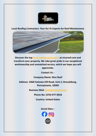 Local Roofing Contractors: Your Go-To Experts for Roof Maintenance