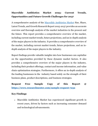 Macrolide Antibiotics Market