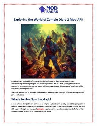 Exploring the World of Zombie Diary 2 Mod APK