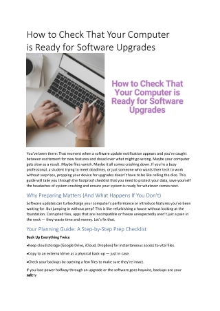 How to Check That Your Computer is Ready for Software Upgrades
