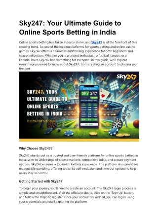 Sky247_ Your Ultimate Guide to Online Sports Betting in India