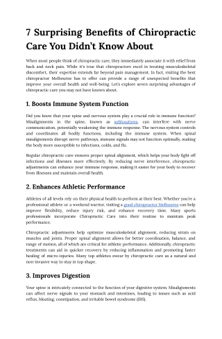 7 Surprising Benefits of Chiropractic Care You Didn’t Know About