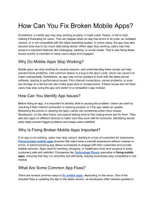 How Can You Fix Broken Mobile Apps?