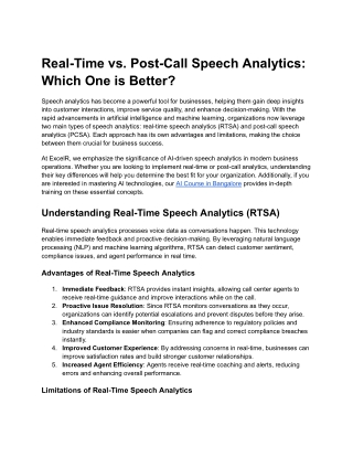 Real-Time vs. Post-Call Speech Analytics: Which One is Better?